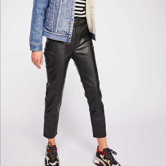 Free People Belted Vegan Leather Skinny Pants - Picture 8 of 8